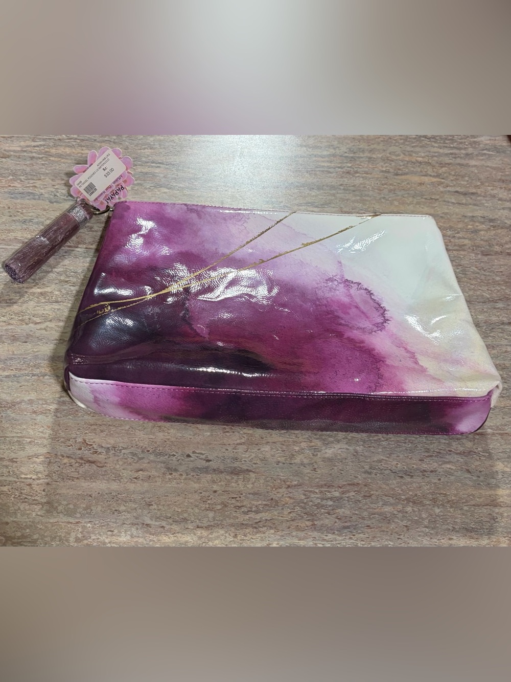 NWT Papaya! Plum Watercolor Tassel Large Pouch Bag